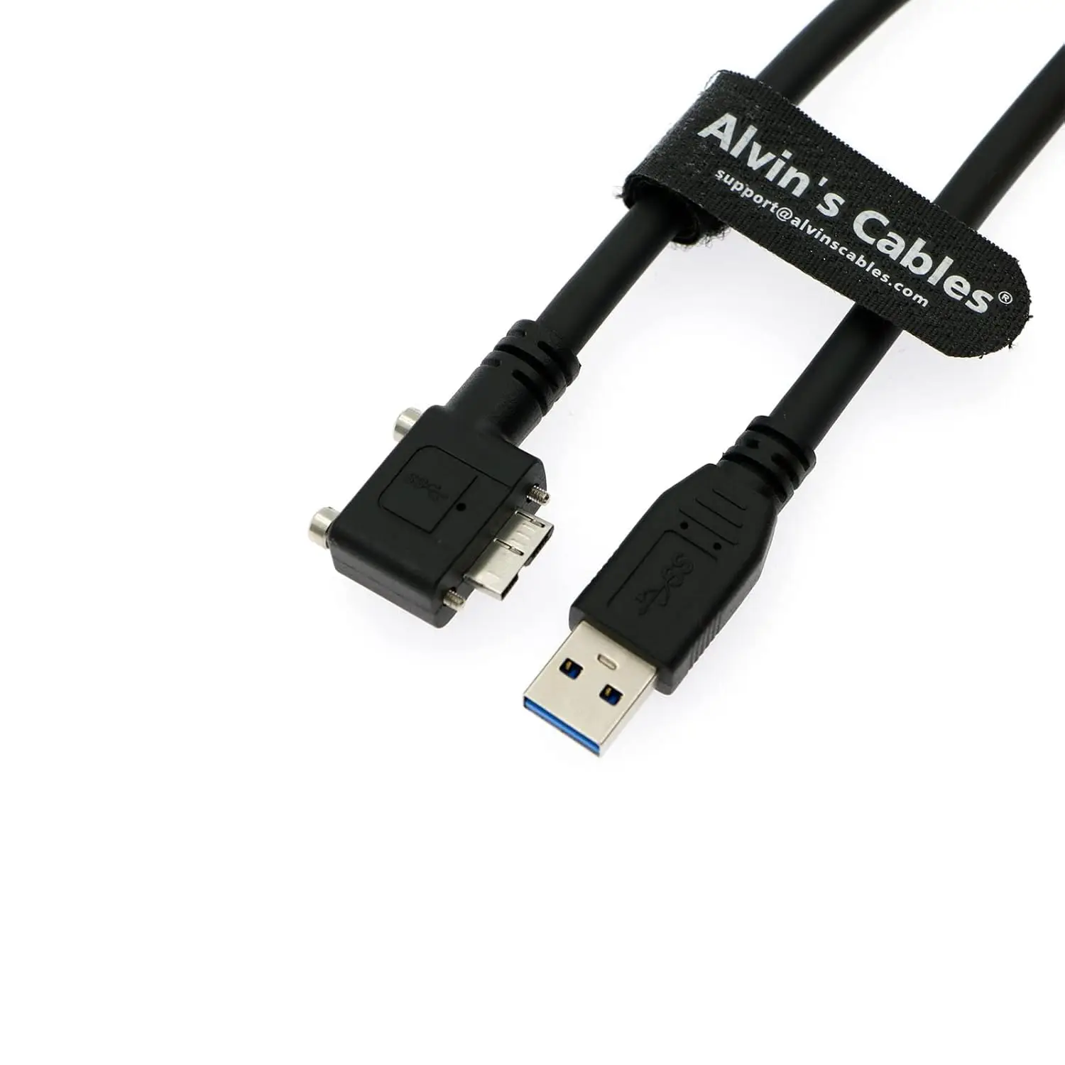 

Alvin's Cables USB 3.0 Data-Cable USB-A to Micro-B Left Angle with Dual Locking-Screws High-Flex Cable Shielded-Cable