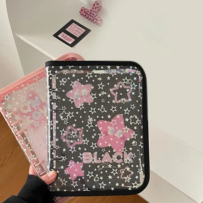 

A5/A6 6-hole Loose Leaf Notebook With Zipper and Edging Photo Album Guka idol Small Card 1PC Shell Book or 10pcs Inner Pages