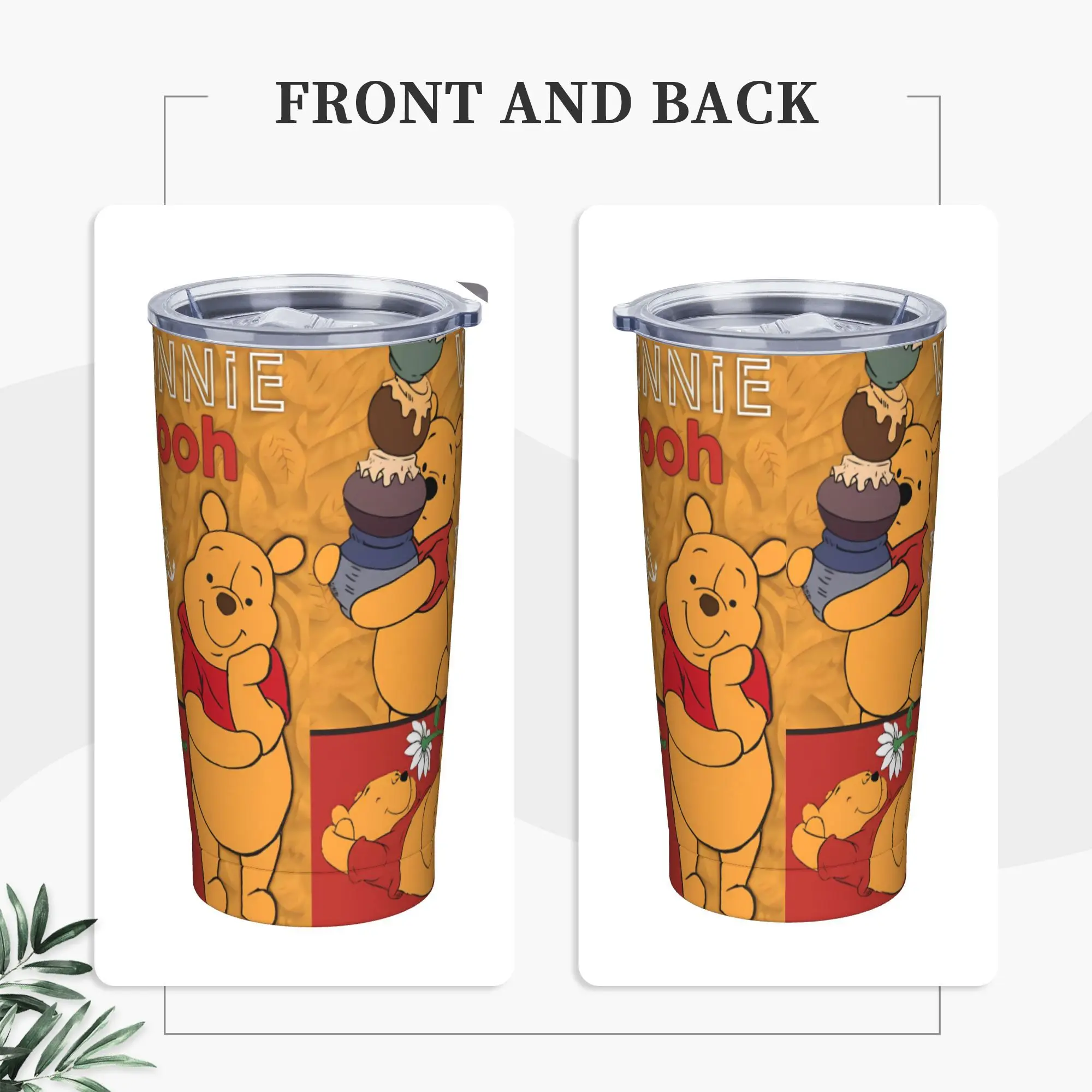 

Winnie the Pooh Stainless Steel Tumbler Travel Mugs Cup Large Coffee Mug Leakproof Cold Drink Milk Tea Water Bottle