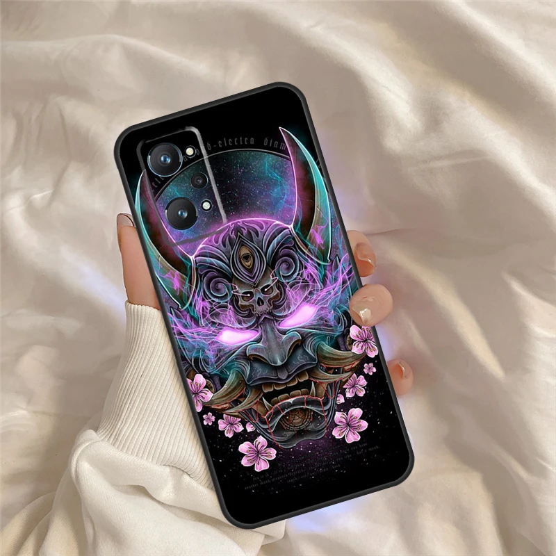 حافظة قناع شيطان أوني هانيا لهاتف Realme GT7 Pro GT6 C67 C65 C63 C61 C55 C53 C51 C35 C71 C75 10 11 12 13 14 Pro Plus