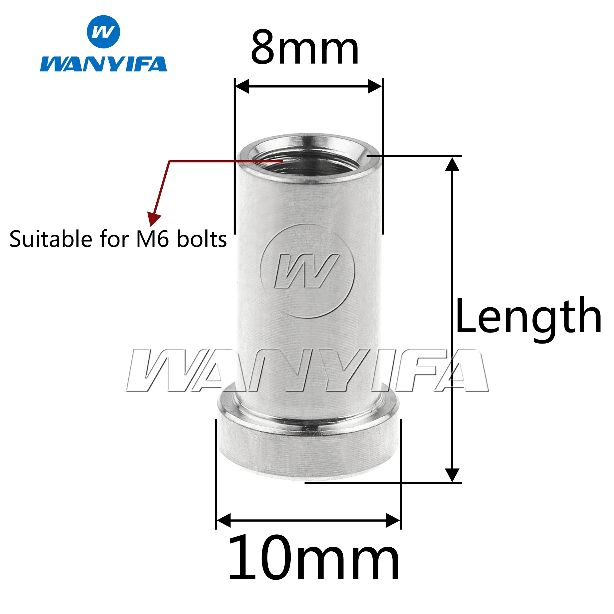 Wanyifa M6 Titanium Nut Full Length 13/15/17/21/23/25/31.5/33/35/37mm for Road Bicycle Brake Caliper C Clamp Fix Ti Parts
