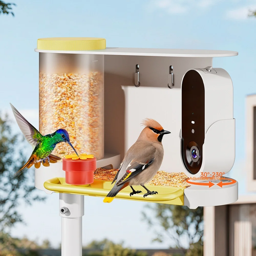 Smart Bird Feeder, Automatic Adjustable Camera, AI-powered Bird Recognition, Voice Interaction, Outdoor Hummingbird Feeders