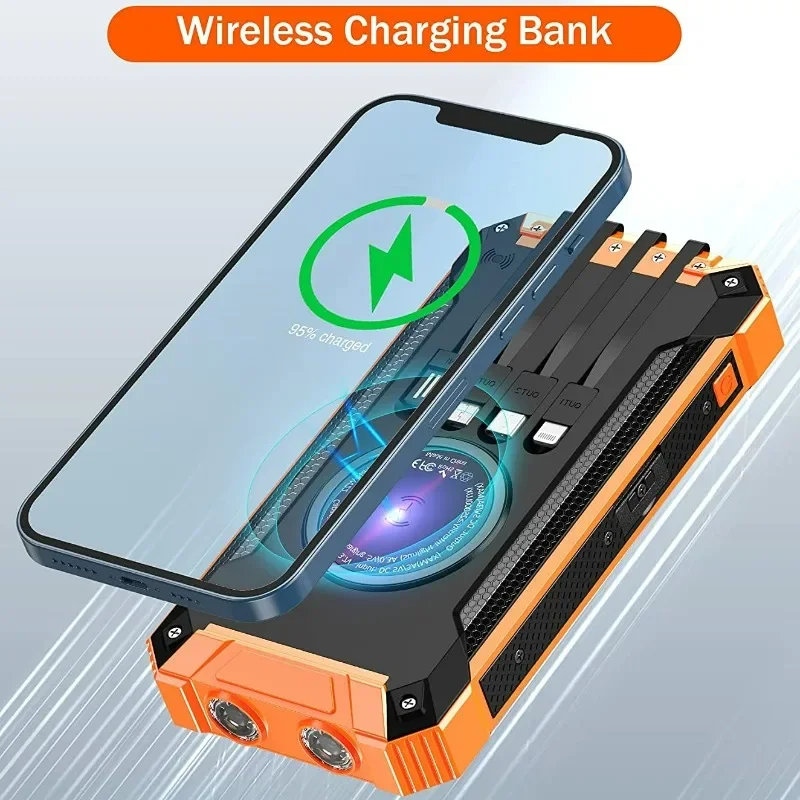 High Capacity Charger Power Bank 30000mAh Waterproof Solar Powerbank Mobile Battery Outdoor Solar Energy Power Banks Universal