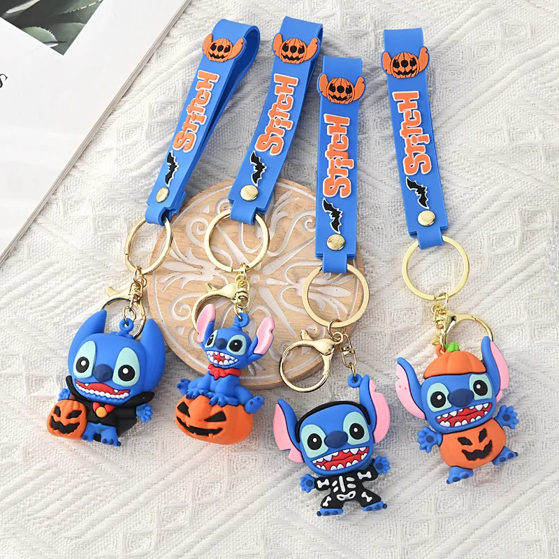 

2024 New Disney Stitch Bag Hanging Keychain Explosive Halloween Hanging Cute Car Stitch Key Ring Toy Anime Figure Gift Wholesale