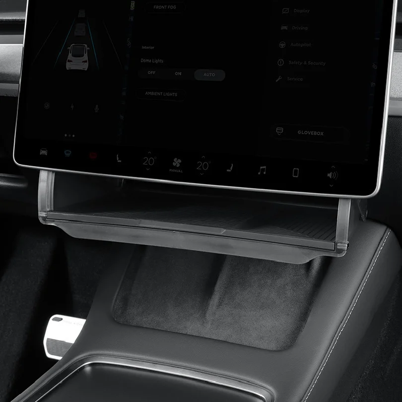 For Tesla Model Y Juniper 2025‑2026 Model 3 Highland Under‑Screen Hidden Storage Box Center Console Behind Screen Storage Organi