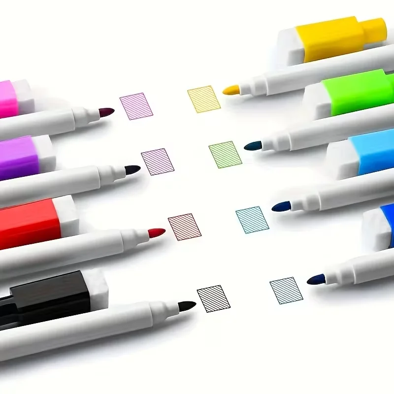 8-farbiger Trockenradierer mit magnetischem Markierungsstift, geeignet für Whiteboards und Kalender im Büro, Kühlschränke – Detail 4