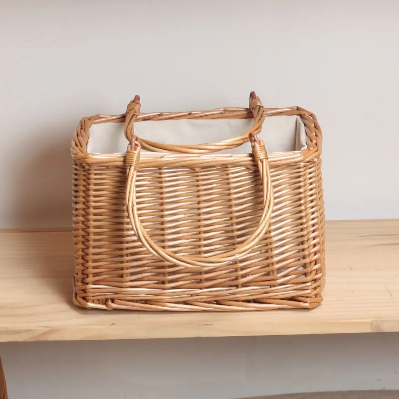 Vine Basket, Rattan Weaving Rattan Bamboo Weaving Grass Willow Weaving Storage Basket