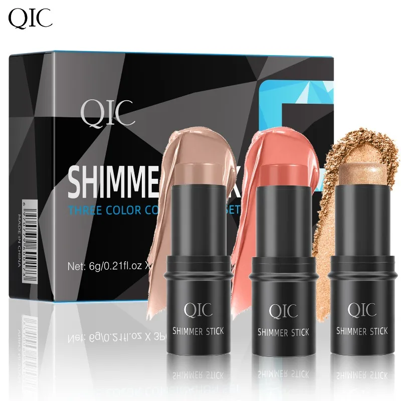 QIC 3-Color متعددة الوظائف كونتور عصا مجموعة برونزي ظلال الوجه تمييز وأحمر الخدود 3 في 1 طقم عصا ماكياج طويلة الأمد هدية #2
