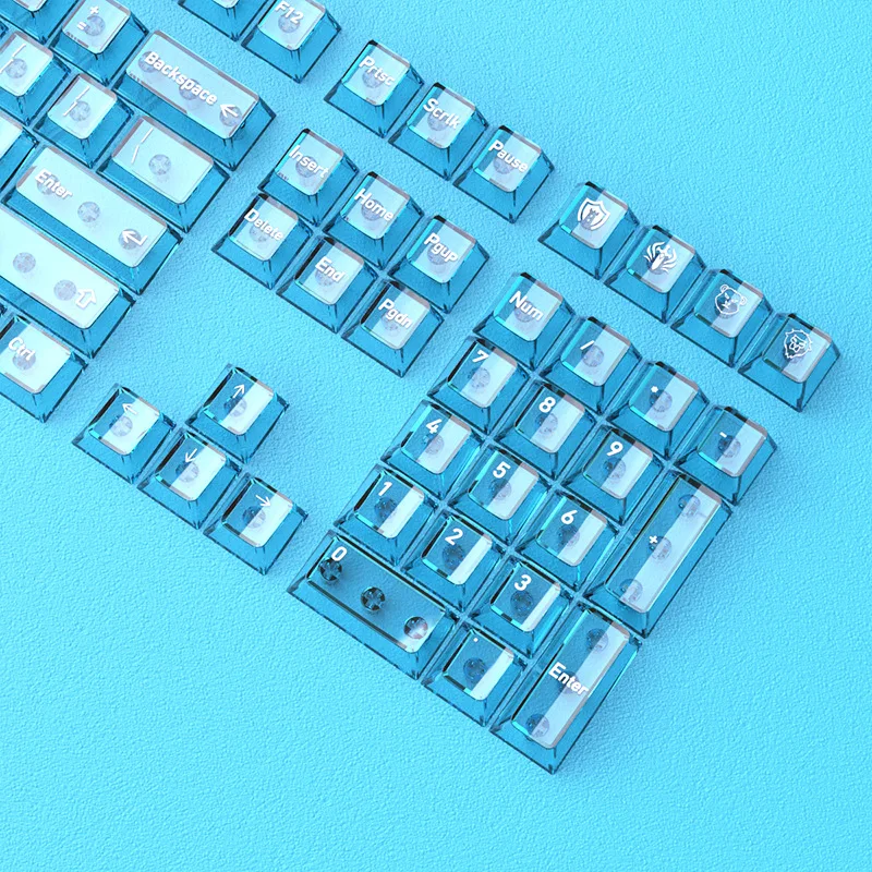 

Blue transparent small full set of DIY customized mechanical keyboard PC keycaps - original height 119 keys