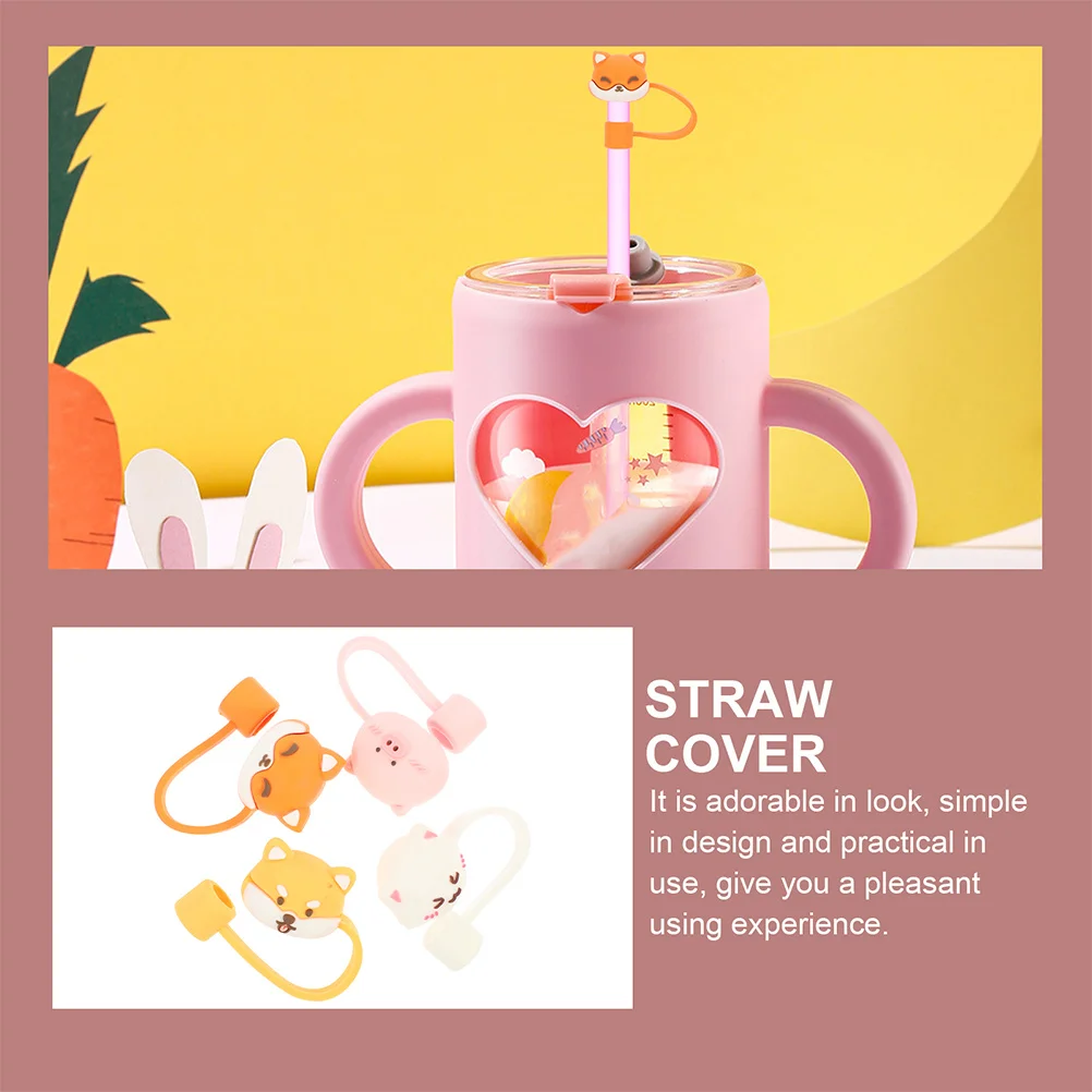 

8pcs Reusable Animal Caps Cute Straw Tips Cover For Drinking Straws Party Favors Outdoor Reusable Straw Tips Covers Use