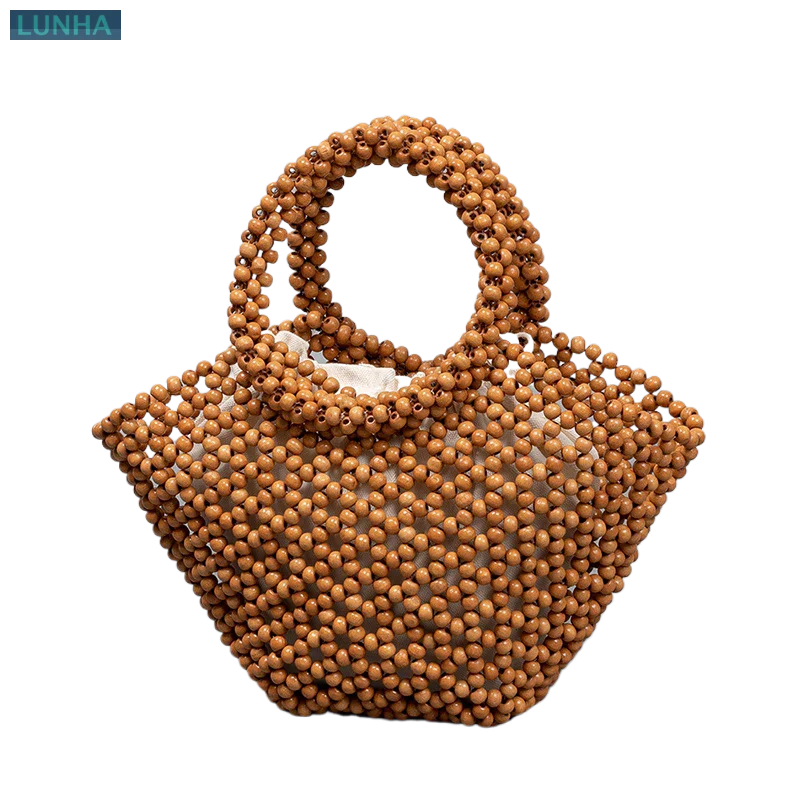 

Женские мини-сумочки ручной работы из натурального дерева с бисером, маленькая сумочка ручной работы для мобильного телефона, сумки с верхней ручкой для повседневного использования