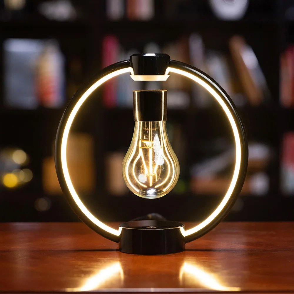 Maglev light bulb creative desk lamp ornament suspended black technology atmosphere luminous night light