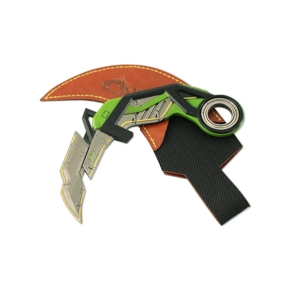 Periferia de juego Valorant de 13CM RGX 11z Pro Karambit, modelo de arma giratoria de Metal completo, adorno coleccionable, espada de Cosplay, juguete para niño