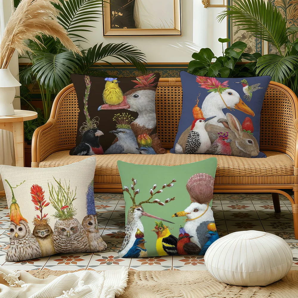 cushion cover animal Plush Fabric A Soft Funny Double Friends Few Good Sided Print Sofa Cushion Cover Throw Pillow Covers