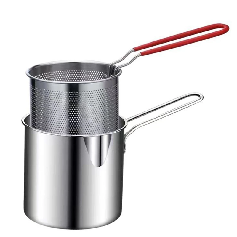 Small Frying Pan with Frying Basket Stainless Steel Frying Pan