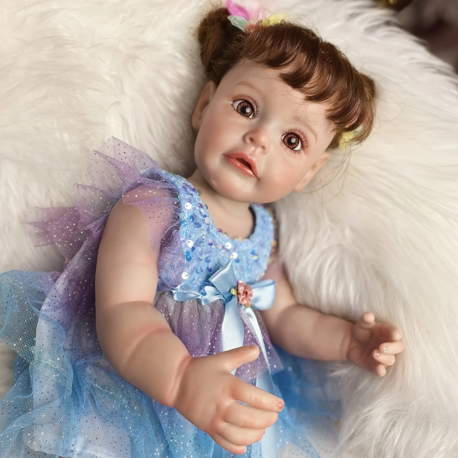 KEIUMI 55 cm Reborn Baby Doll Full Silicone Body Vinyl Toddler Toy For Girl Realistic Princess Bebe Reborn Toy Christmas Gifts