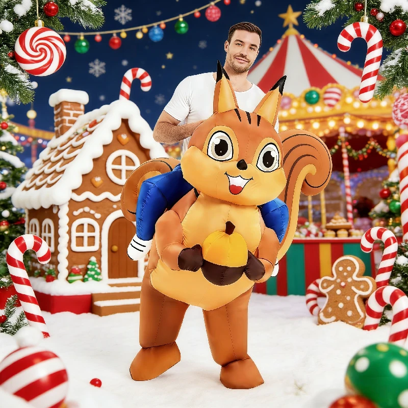 

Adult inflatable riding Squirrel costume–fun Christmas, Carnival, Halloween blowing suit, full body inflatable dress up, unisex，