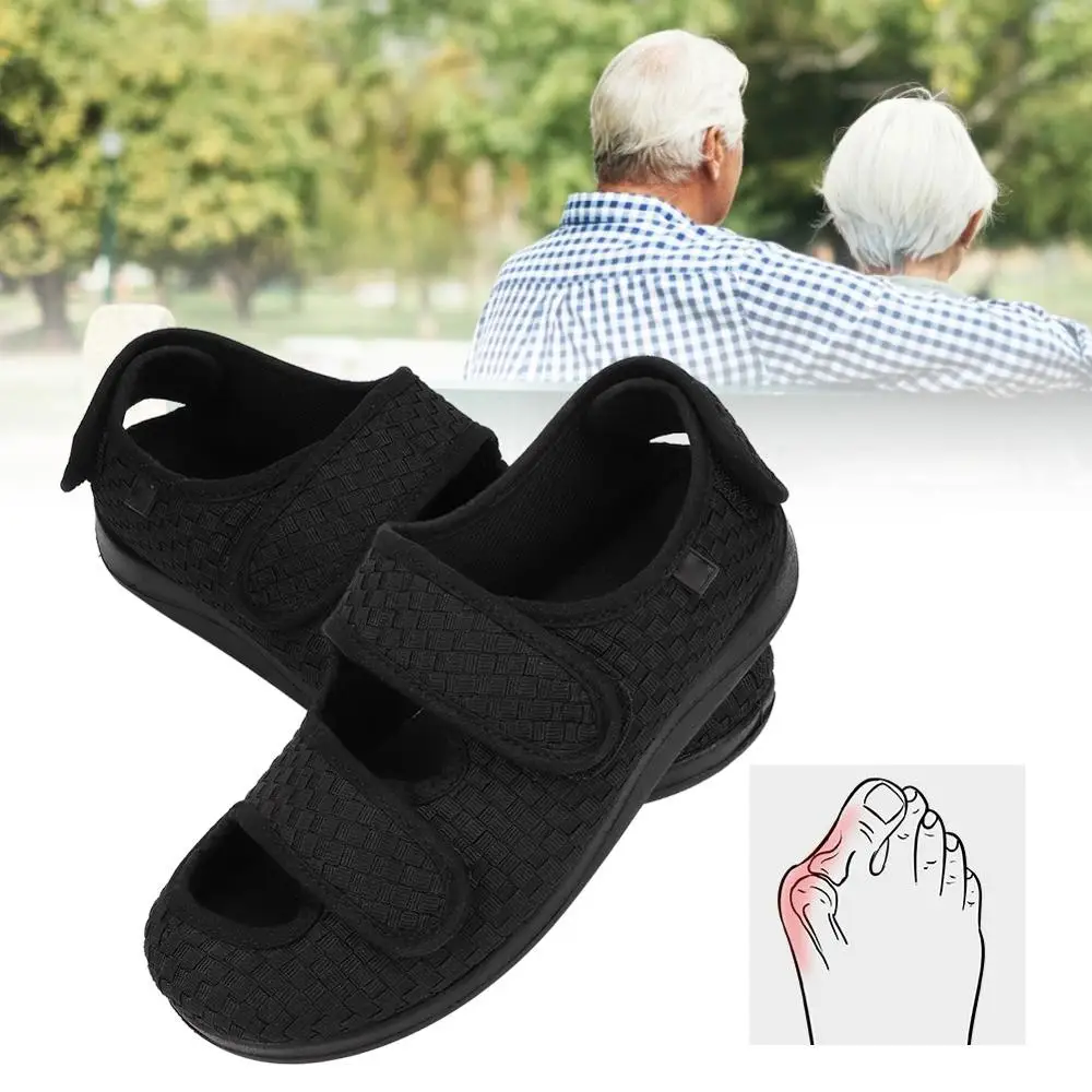 Unisex Round Head Widened Shoes Fat Feet Thumb Valgus Arthritis Edema Deformation Care Adjustable Fiat Shoes Foot Support