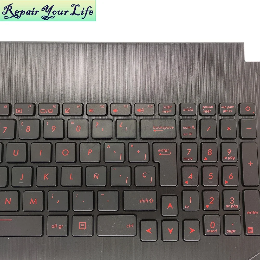 Spanish Red Backlit Keyboard For ASUS ROG Strix GL753VD GL753VE GL753 ES Spain Palmrest Keyboard 90NB0DM3-R31SP0 13N1-0XA0701