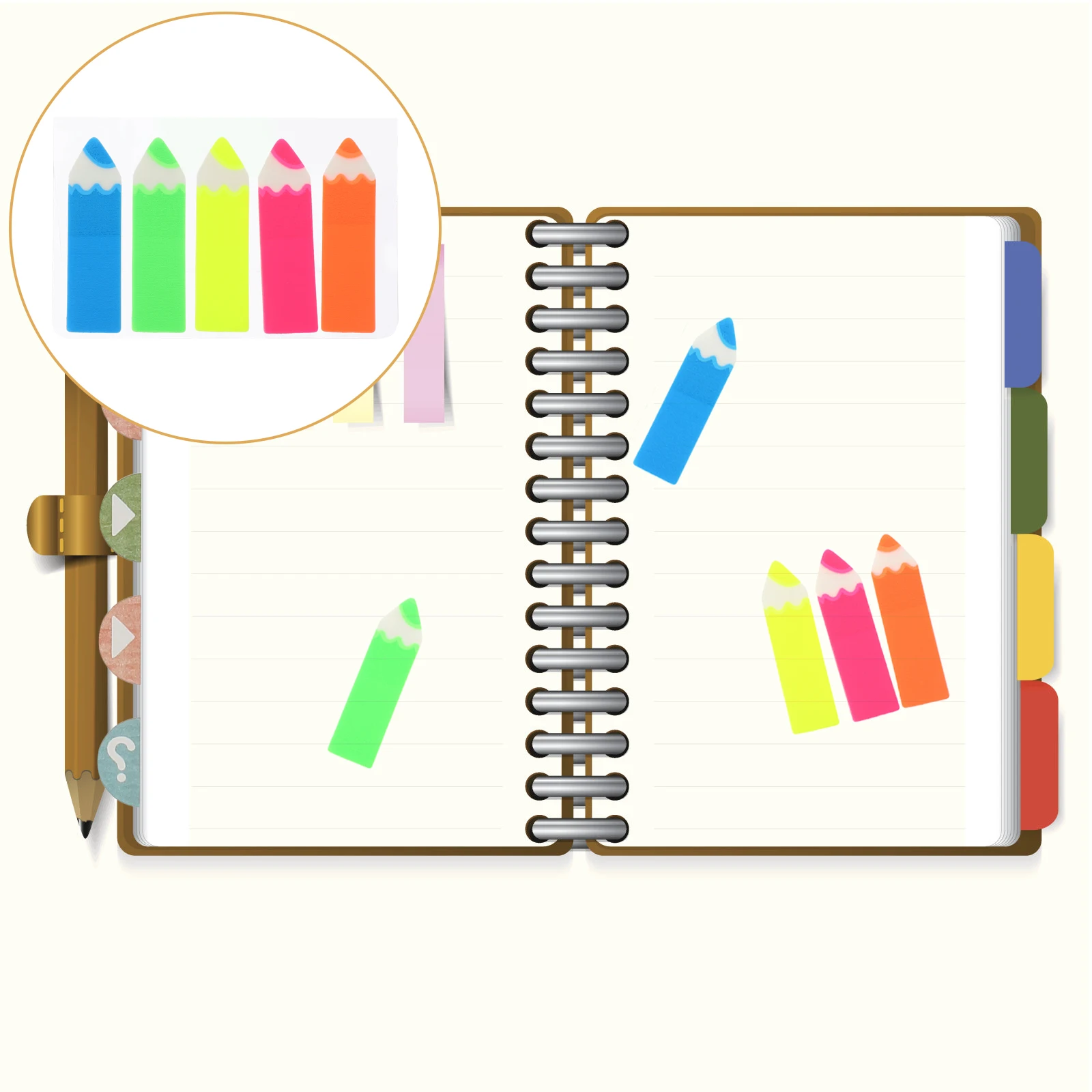 500pcs Fluorescent Film Label Paper Sticky Index Bookmarks Highlight Strips For Notes Files Page Markers Reading Labels Office