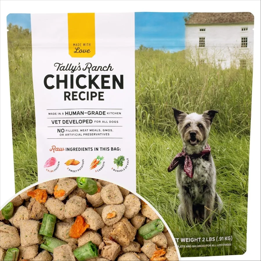 Freeze-Dried Raw Chicken Dog Food 2lb Bag High-Protein Vet-Formulated All-Natural Complete and Balanced Made in USA Whole Food