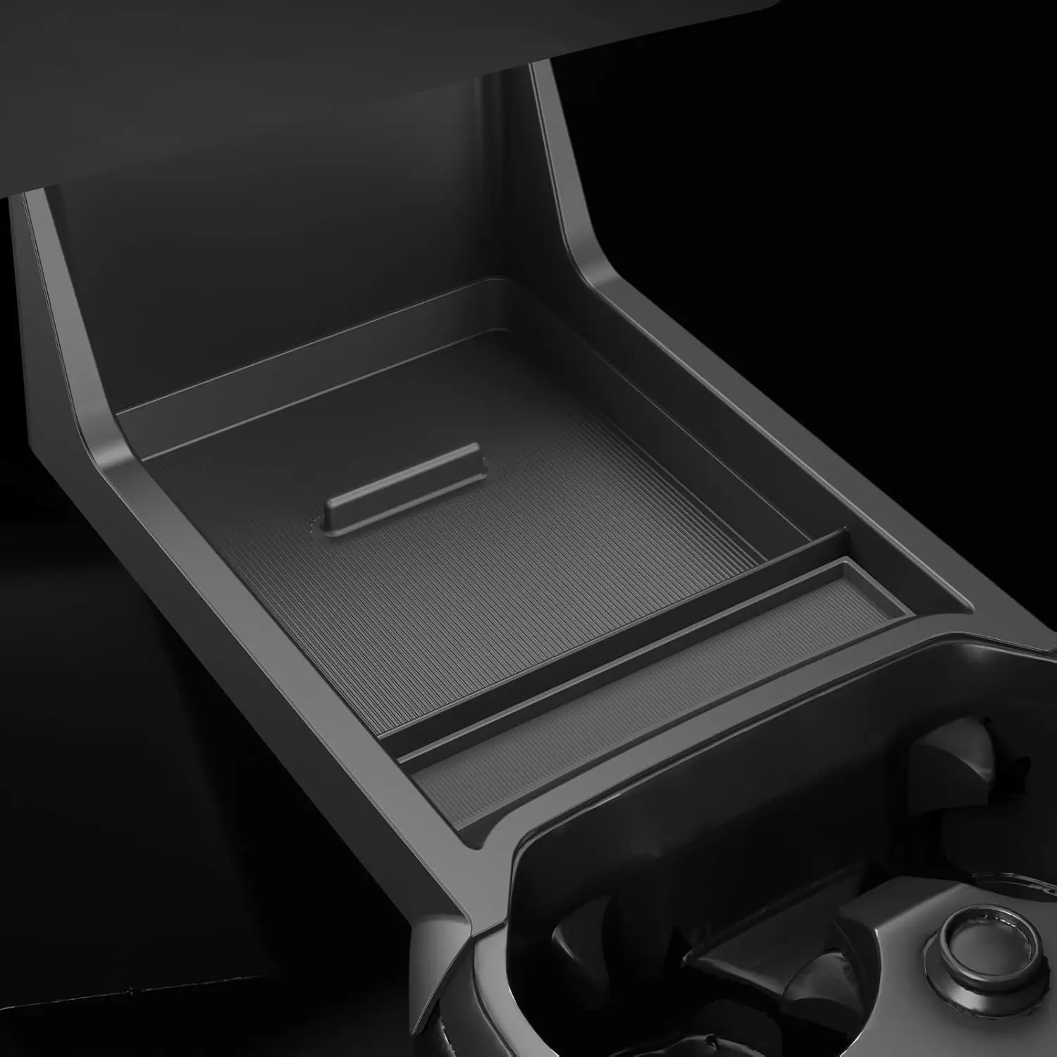 

Universal Car Center Console Organizer Tray with Anti-Slip Silicone Mat - Black, 2-Compartment Design for Vehicle Storage