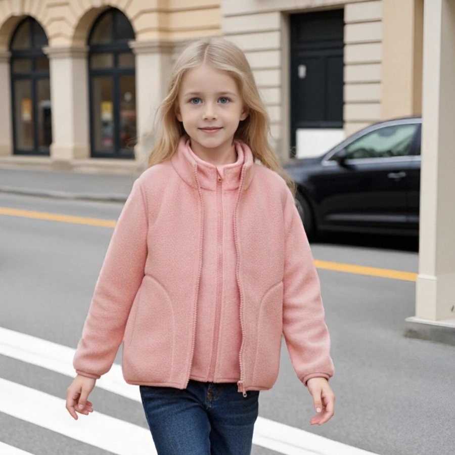 

2026 New Kids Polar Fleece Jacket Autumn Winter Stand Collar Zip Up Children's School Wear Thermal Inner Layer Boys Girls Top