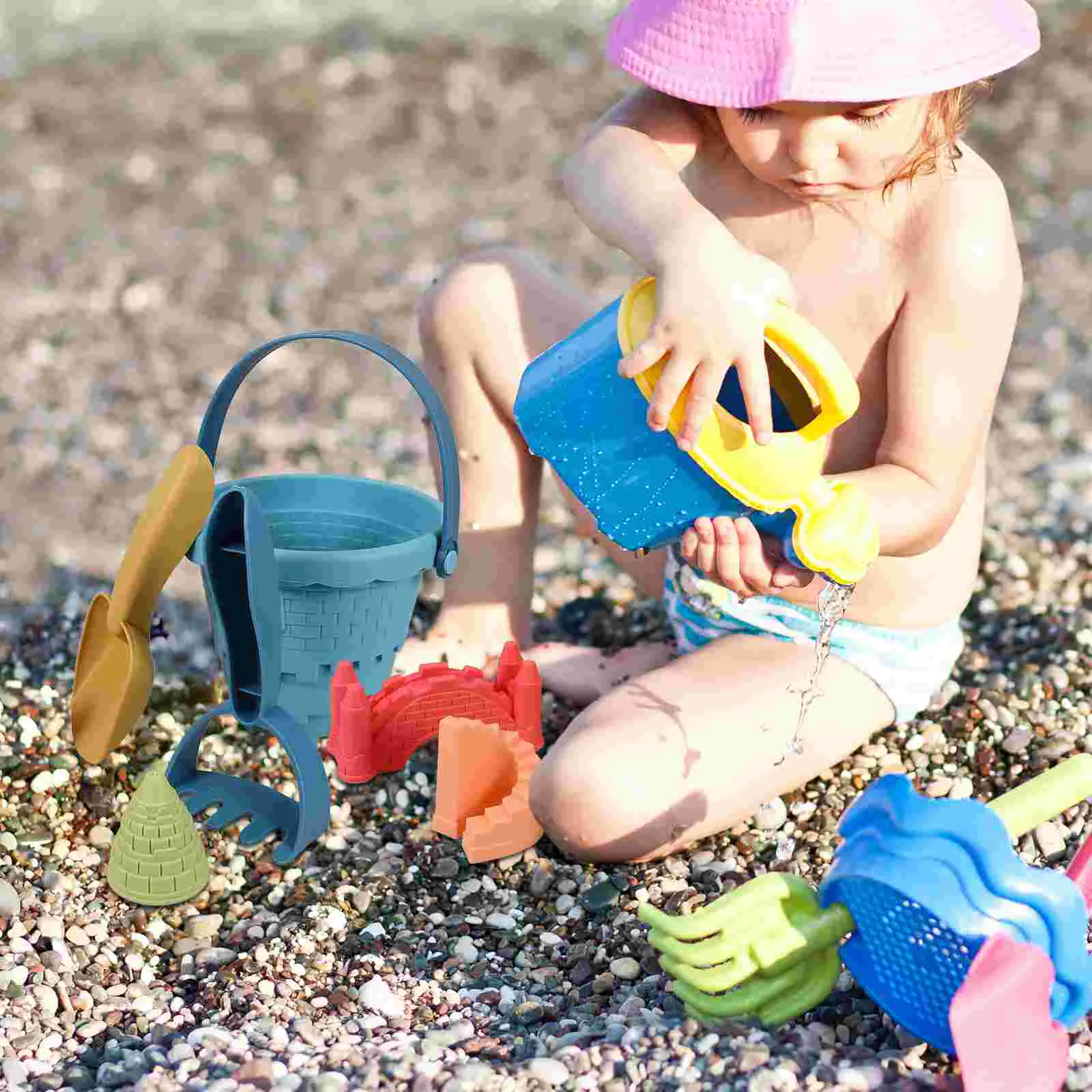 Beach Toys Bucket Summer Playing Sand Kid Plaything Set Outdoor Green Kids Child