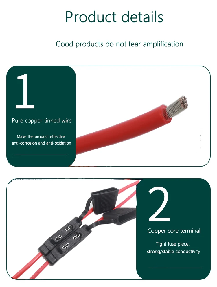 【1Set】Maxi Fuse With Weatherproof Holder 8AWG 10AWG Wire Dual Battery fuse 20A 30A 40A 50A 60A 70A 80A 90A 100A 120A