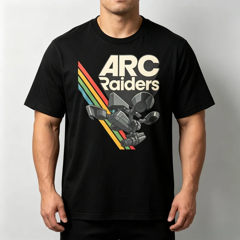 Mens Retro ARC Raiders Mecha Graphic T Shirt Casual Short Sleeve Crewneck Tee Tops Vintage Streetwear Multiple Colors Y2k