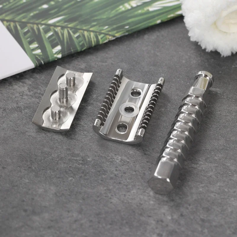 ماكينة حلاقة أمان من الفولاذ المقاوم للصدأ Yaqi Duomo مع فجوة شفرة 0.70 مللي متر بطول المقبض توفر ماكينة حلاقة احترافية دقيقة #6