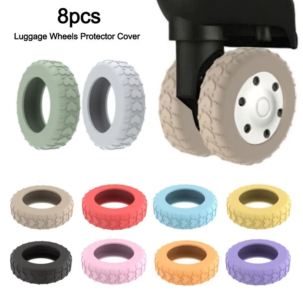 

8Pcs Silicone Luggage Wheels Protector Cover Reduce Noise Shock Absorption Luggage Caster Shoes Reduce Wheel Wear Anti-slip