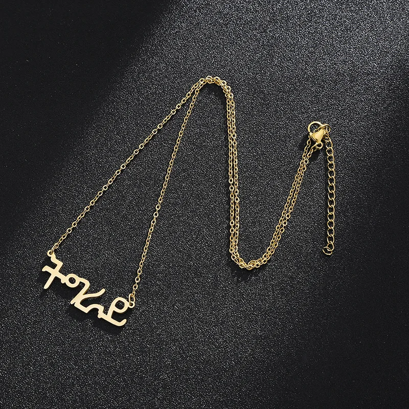 Europe, America, Ethiopia Tigray Region Pendant Stainless Steel Necklace Femininity Ancient English Letter Clavicle Chain