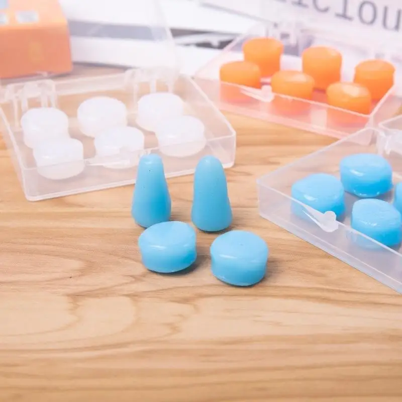 6 قطعة/صندوق سيليكون الطين الأطفال الكبار النوم سدادات عزل الصوت الحد من الضوضاء مكافحة الضوضاء السباحة سدادات مقاومة للماء