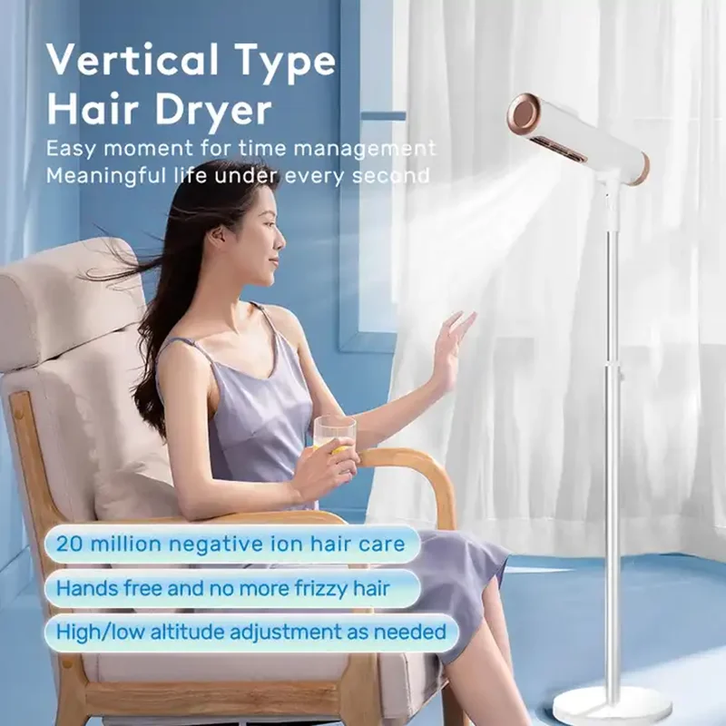 Vertical Hair Dryer, Hair Dryer Three Speed Adjustable Heat Floor Mounted 1500W High-Power Negative Ion Hair Dryer For HairSalon