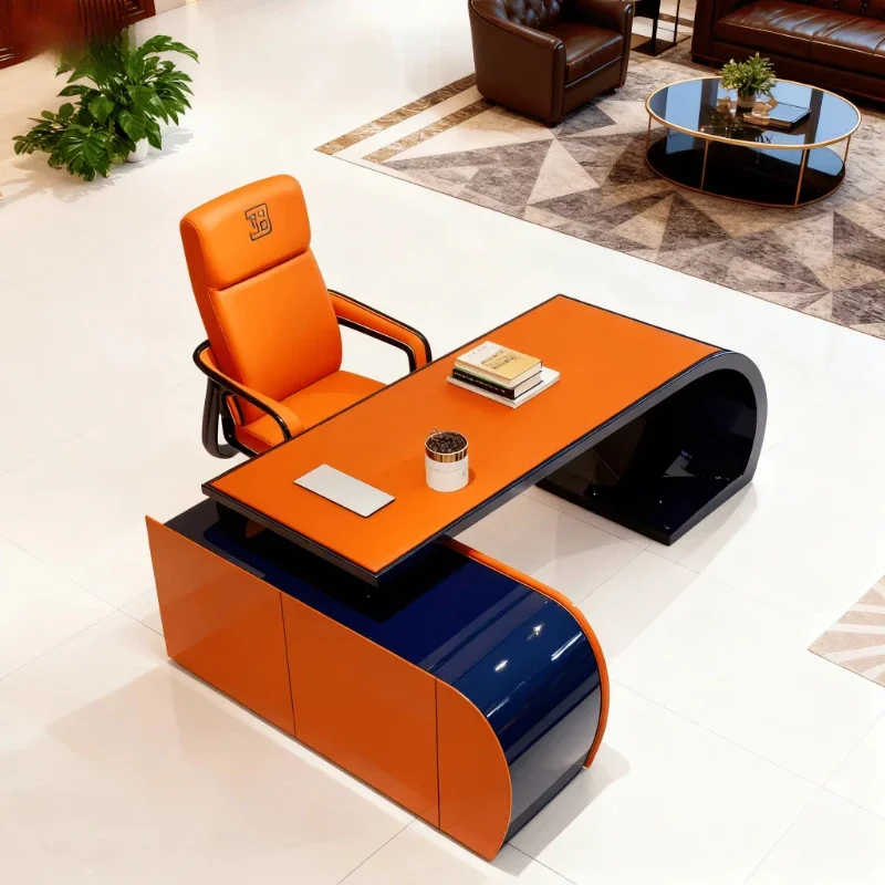 New Modern Durable Executive Notebook Computer Desk Two-Color Splicing Luxury