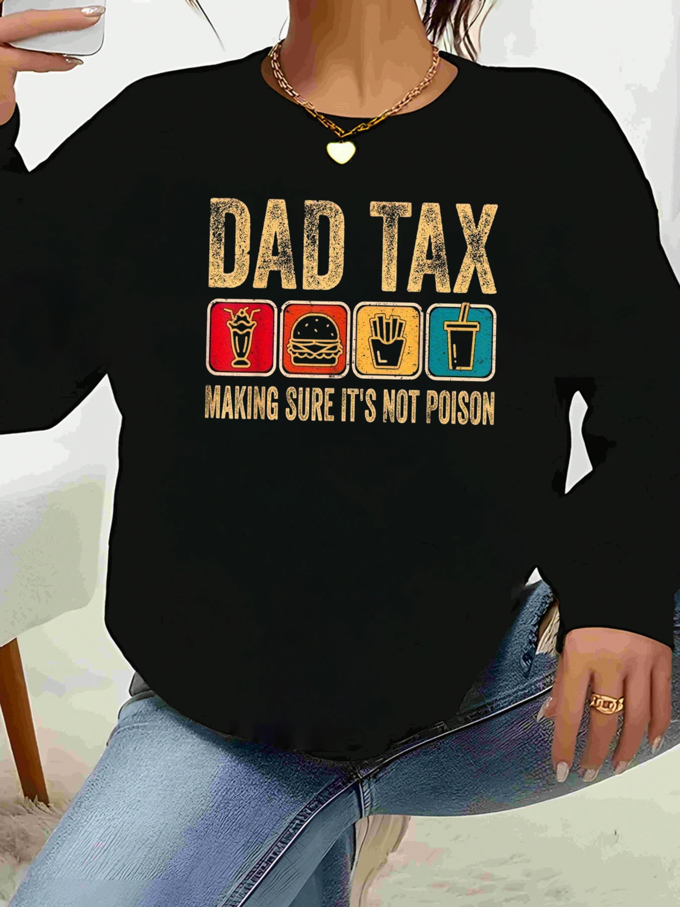 

Dad Tax Making Sure It's Not Poison Print Long Sleeve T-Shirt Father's Day Casual Wear for Men