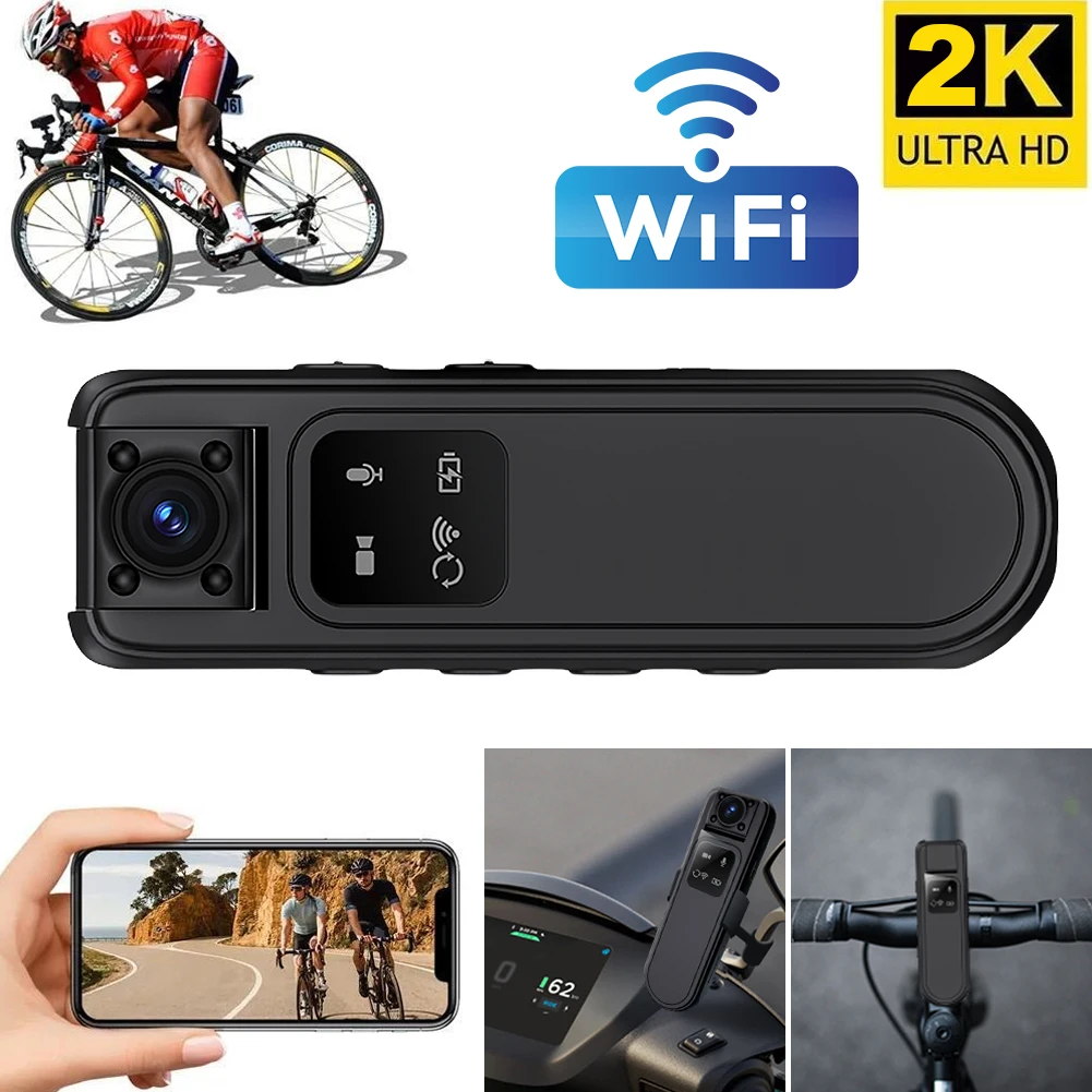 2K Mini Camera WiFi Hotspot law Enforcement Recorder Car Video Recorder Motorcycle And Bicycle Driving Recorders Moving Camera