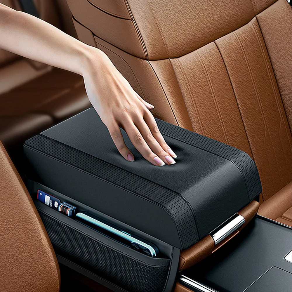 

Автомобильный подлокотник, высота коробки, универсальная кожаная подушка для подлокотника с карманом, центральная память, хлопковая поддержка локтя, подлокотник для хранения