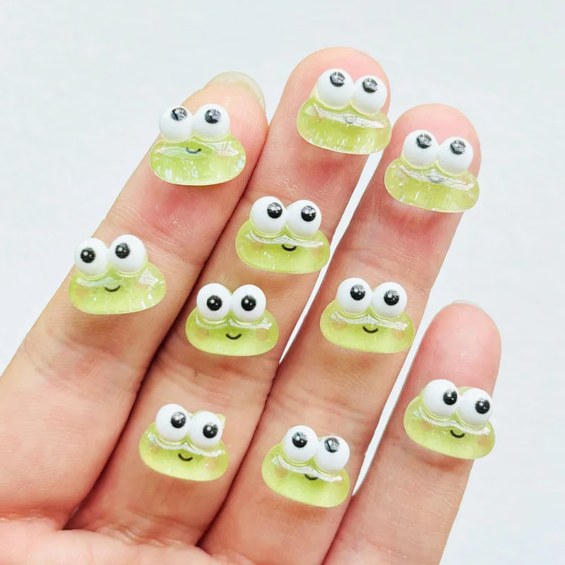 30 Pcs New Cute Mini Cartoon Big Eyes Frog Resin Figurine Crafts Flatback Cabochon Ornament Jewelry Manicure Making Accessories