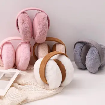 Cache-oreilles pliants pour femmes, cache-oreilles en peluche, document solide, chaud, extérieur, froid, mode, hiver, 2024