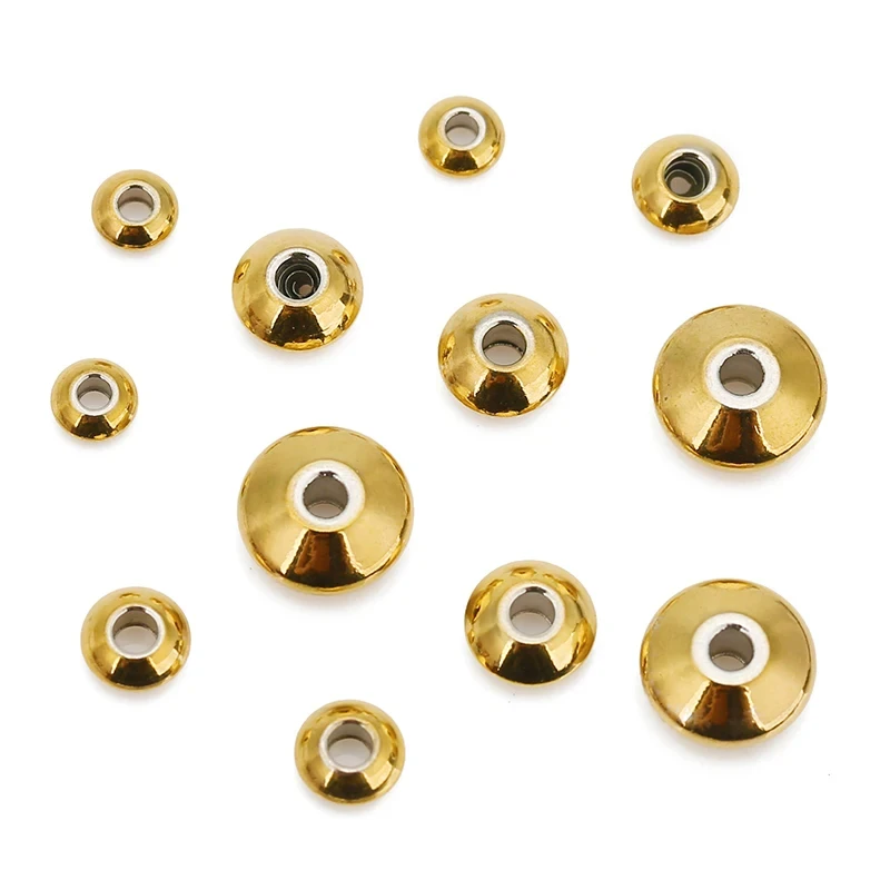 

50pcs/lot Stainless Steel 4/5/6/8mm UFO Spacer Beads PVD Round Flat Loose Beads for DIY Bracelet Necklace Jewelry Making