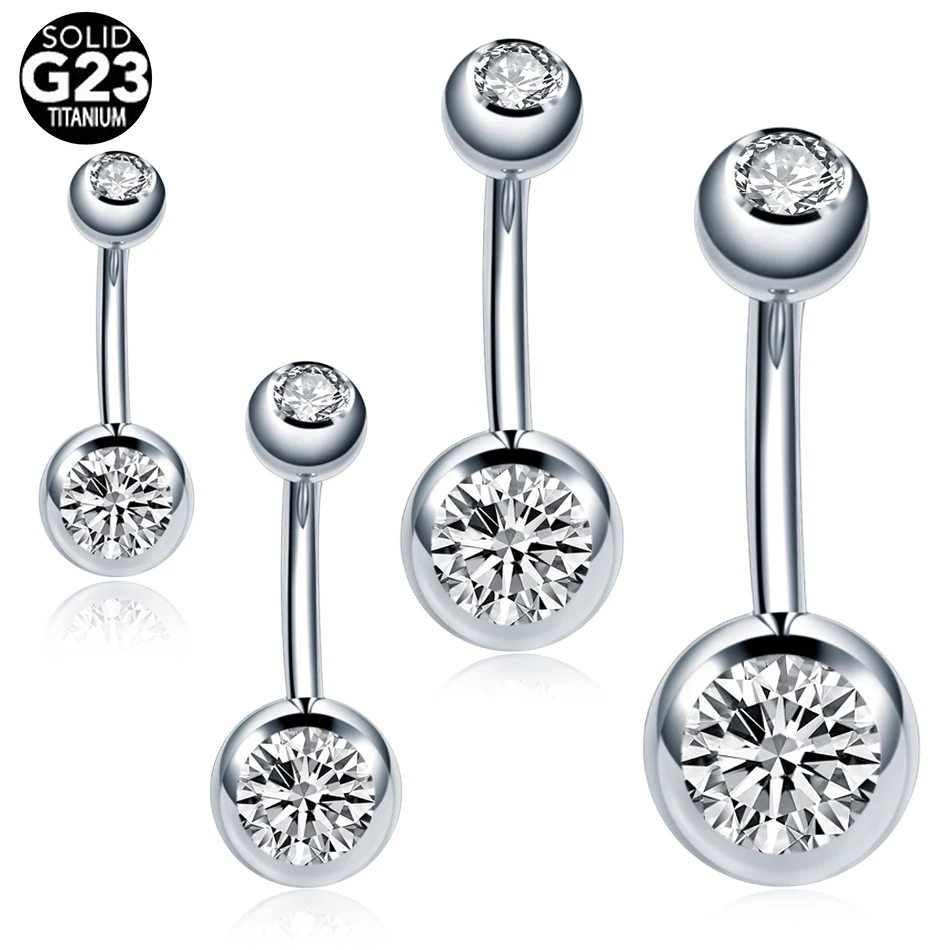 10pcs/lot Titanium Navel Belly Button Ring Oreja Piercing 14G Double Round Cubic Zirconia Belly Piercings Sexy Ombligo Jewelry