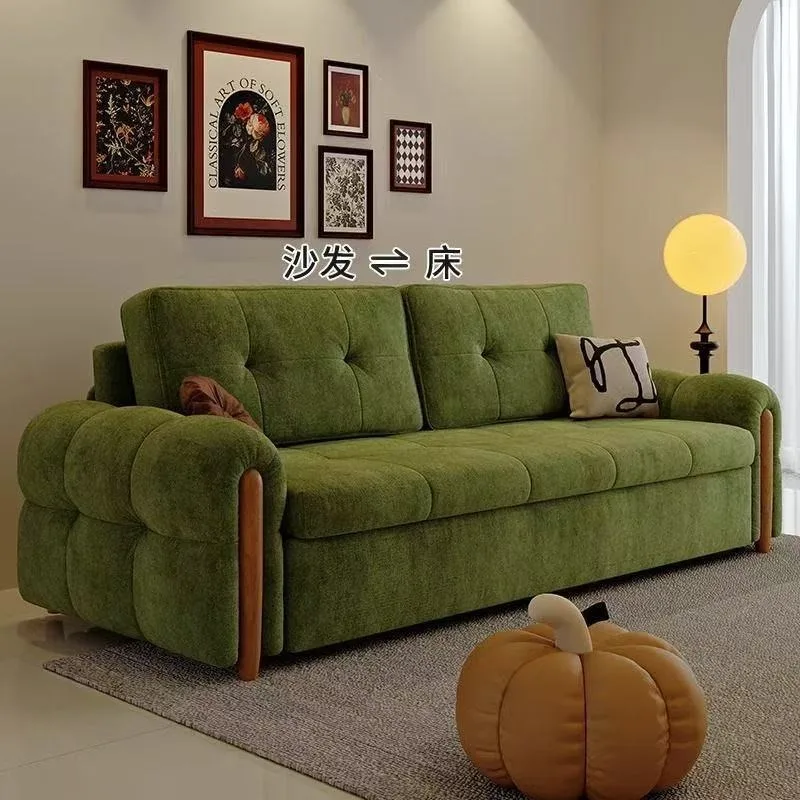 Velvet Italian minimalist sofa bed multi-functional retractable dual-purpose living room single double small apartment Internet