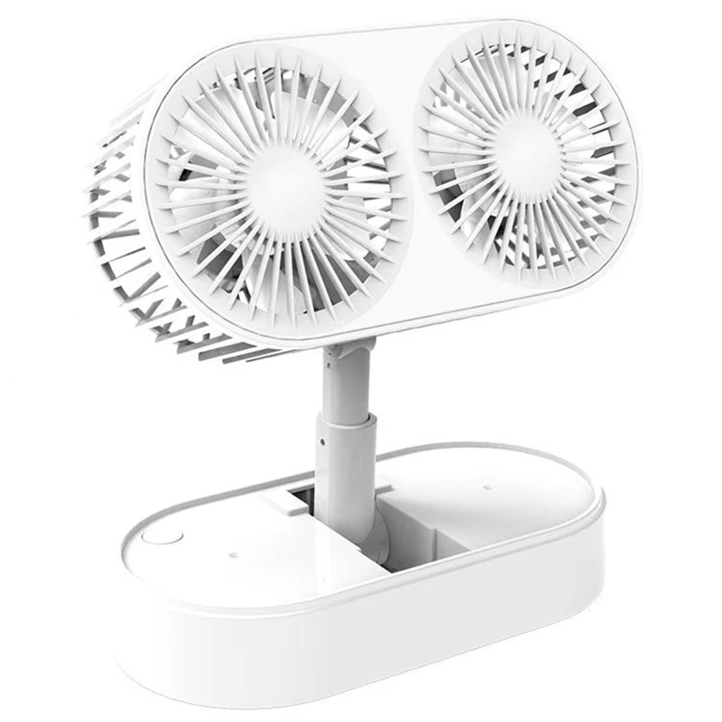 Dual Motor Adjustable USB Mini Table Fan Desk Fan with Strong Wind Dropship