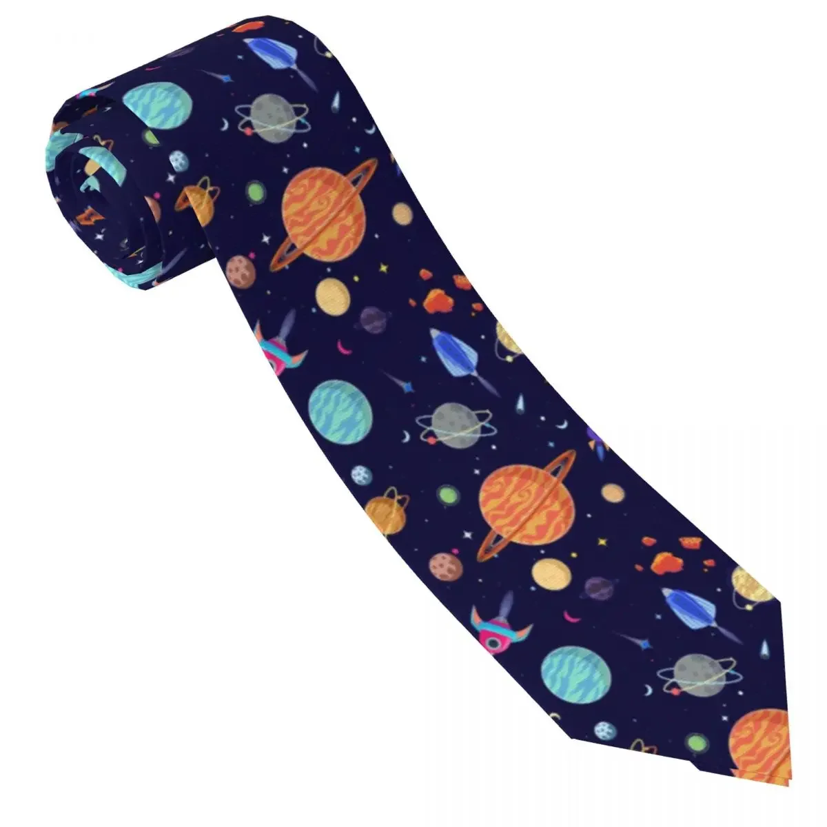 Formal Skinny Neckties Classic Men's Planets In Space Wedding Tie Gentleman Narrow