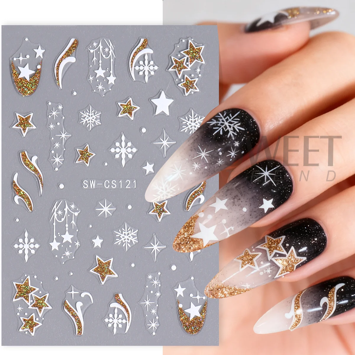 4 pçs inverno dos desenhos animados natal metálico adesivos de unhas rosa ouro branco rena brilhante estrela bola flocos de neve decalques manicure folhas