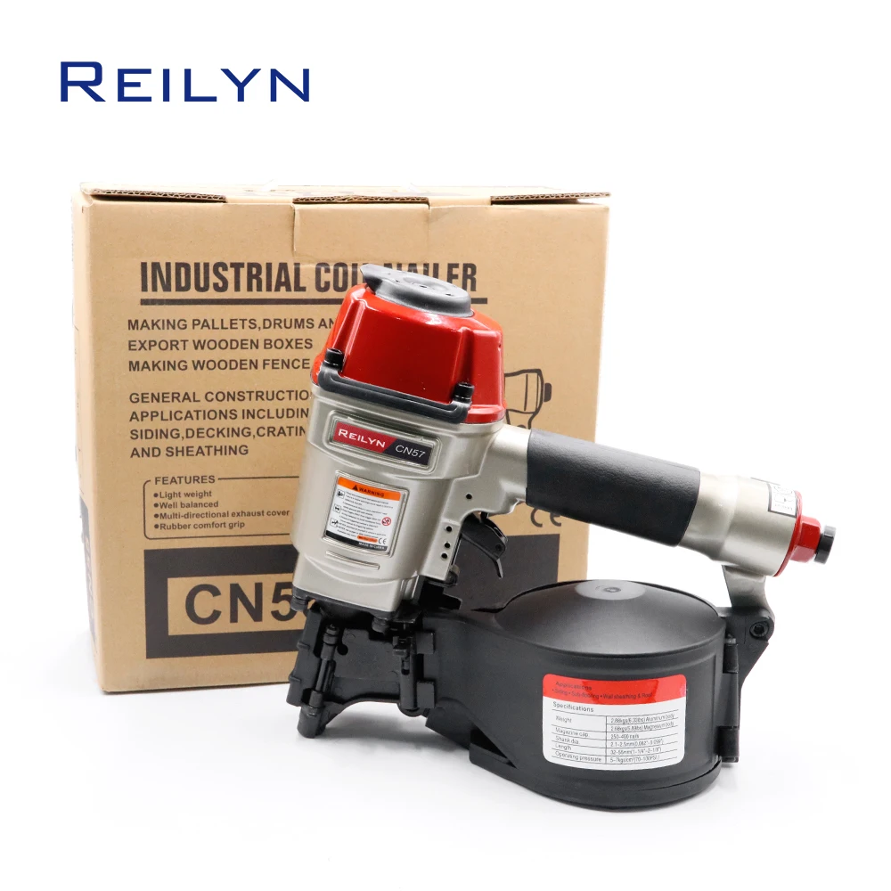 CN57 Pneumatic Nailer Gun Air Coil Nailer 57mm Nailes for Fencing Framing Roof Pallets Nail Gun Decorate Board Production