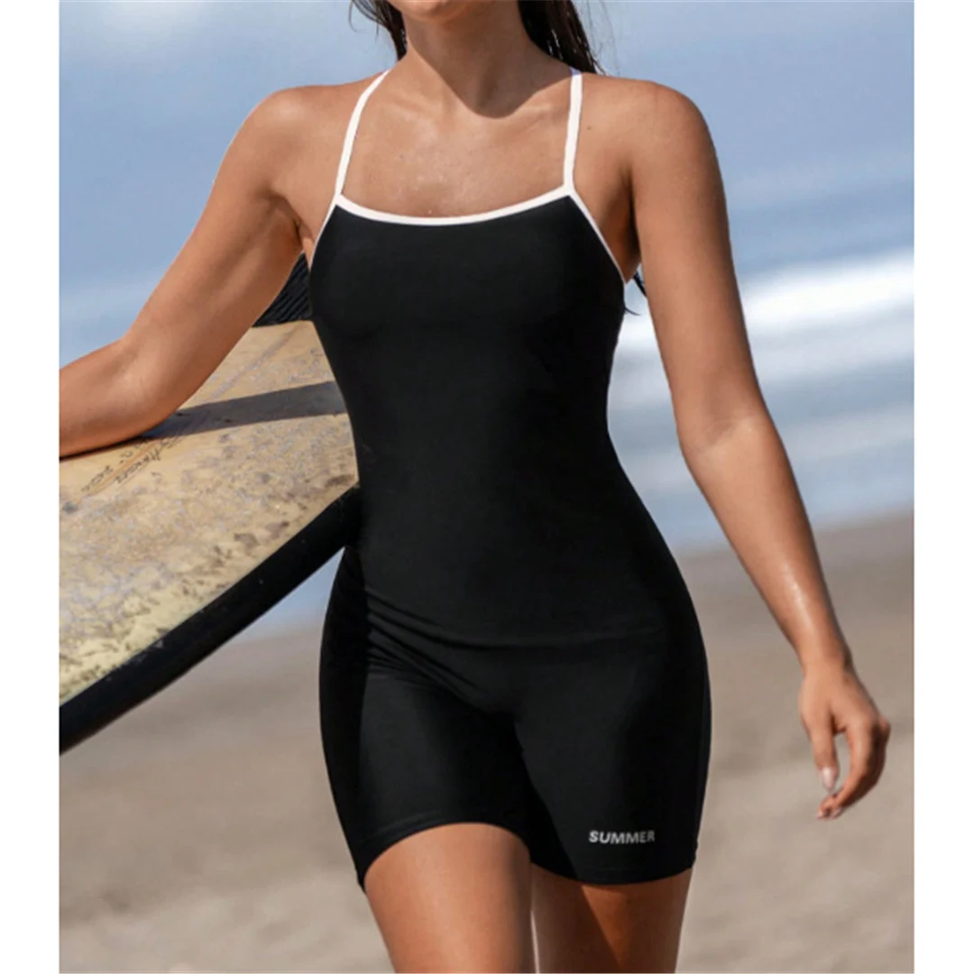 S - XL 2026 Cross Back Einfarbiger Surfanzug Damen Badeanzug Einteiliger Badeanzug Damen Shorts Gepolsterter Badeanzug Badebekleidung Schwimmanzug V7857 – Detail 3