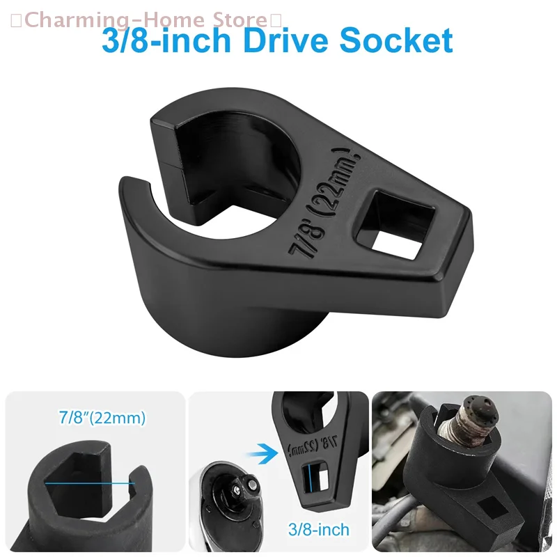 

【M】2PCS O2 Oxygen Sensor Removal Tool Set 7/8" 22mm Slotted Socket 3/8" 1/2" Drive Drive Car Oxygen Sensor Socket Wrench